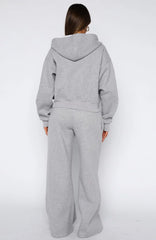 Come A Long Way Wide Leg Sweatpants Grey Marle