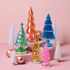 Small Multicolor LED Lit Holiday Trees 5-Piece Set