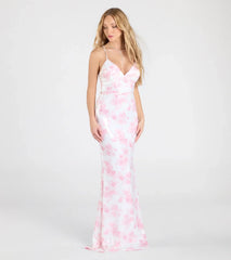 Farryn Lace-Up Mermaid Floral Sequin Formal Dress