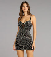 Brielle Faux Pearl Rhinestone Mini Dress