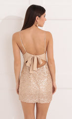 Sequin Bodycon Dress in Champagne