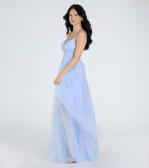 Kim Corset Slit A-Line Tulle Formal Dress