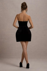 Naia | Black Velvet Embellished Bandeau Mini Dress