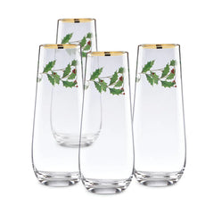 Holiday Stemless 4-Piece Flute Set