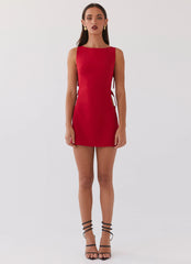 Cherish You Buckle Mini Dress - Red