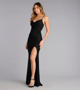 Lyra Rhinestone Mesh Cowl Neck Formal Dress