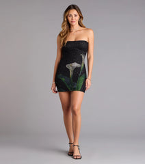 Daniela Floral Beaded Mini Tube Dress