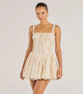 Flirt It Up Floral Jacquard Satin Corset Skater Dress