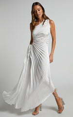 Kitsune Maxi Dress - One Shoulder Cut Out Dress in White