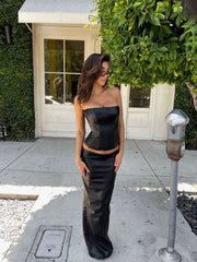 Sola Pu Maxi Skirt Black