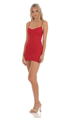 Lace Corset Dress in Red