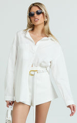Dahlia Shorts - Paneled High Waisted Tailored Mini Shorts in White