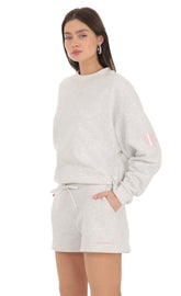 Embroidered Sports Suit in Grey