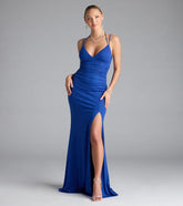 Ariadna Strappy Open Back Slit Glitter Formal Dress