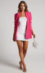 Elisabeth Mini Dress - Bead Fringe Strapless Sequin Dress in White