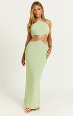 Amalie The Label - Mina Halter Knit Side Cut Out Midi Dress in Green