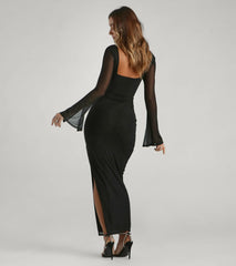 Becka Formal Mesh High Slit Column Dress