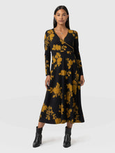 Maggie Wrap Midi Dress - Yellow Fade Floral