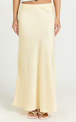 Amari Maxi Skirt - High Waisted Bias Cut Skirt in Lemon