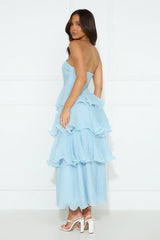 Wedding Adventure Strapless Maxi Dress Blue