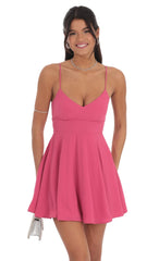 Open Back A-line Dress in Magenta