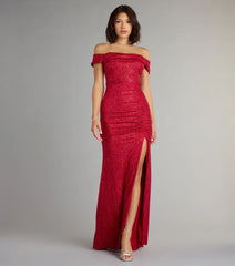 Alina Glitter Off-The-Shoulder Mermaid Formal Dress