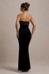 Ambrosi | Black Velvet Bandeau Maxi Dress