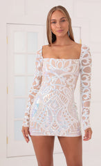 Iridescent Sequin Mesh Dress in Nude