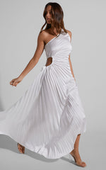 Kitsune Maxi Dress - One Shoulder Cut Out Dress in White