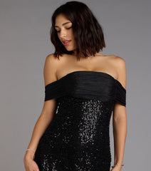 Rosalyn Sequin Beaded Off-The-Shoulder Mini Dress