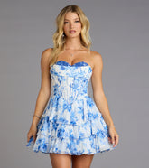 Lilianna Floral Chiffon Ruffle Skater Dress