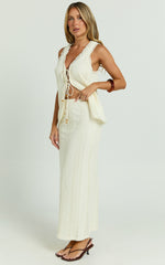 Mercedes Maxi Skirt - Crochet Tie Waist Skirt in Cream