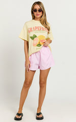 Duffy Two Piece Set - Grapefruit Paradise T-shirt Set in Yellow/Pink