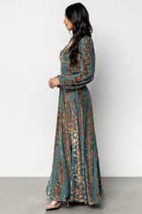 Aurora Velvet Maxi Dress | Jade + Bronze Floral