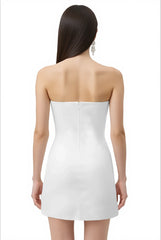 Iris Floral Print Strapless Dress - White