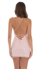 Sequin V-Neck Bodycon Dress in Pink