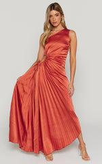 Kitsune Maxi Dress - One Shoulder Cut Out Dress in Copper