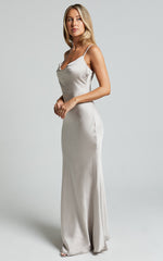 Lunaria Maxi Dress - Cowl Mermaid Slip Dress in Champagne