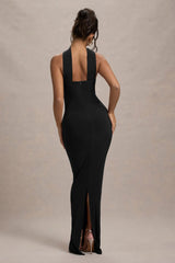 Nobu | Black Bandeau Maxi Dress With Halter-Collar