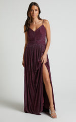 Vivienne Maxi Dress - Sweetheart Ruched Bodice in Burgundy