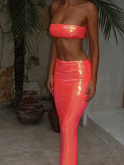 Nelly Maxi Skirt Orange