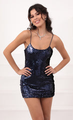 Iridescent Sequin Bodycon Dress in Navy