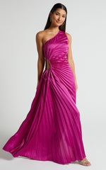 Kitsune Maxi Dress - One Shoulder Cut Out Dress in Pink