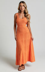 Saoirse Maxi Dress - Square Neck Strappy Knit Dress in Mango