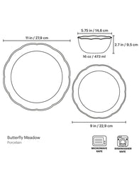 Butterfly Meadow Holiday 12-Piece Dinnerware Set