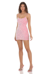 Iridescent Sequin Bodycon Dress in Pink