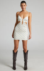 Priya Mini Dress - Cut Out Dress in Cream