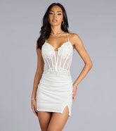 Livia Sequin Floral Embroidered Corset Mini Dress