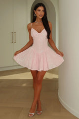 Mercedes Sequin Mini Dress - Baby Pink