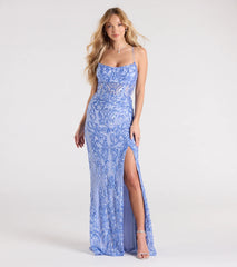 Lucille Lace-Up Corset Sequin Formal Dress